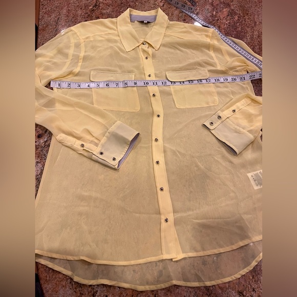 Guess Sheer Button Down Blouse with Studded Buttons, Size L - Picture 14 of 16